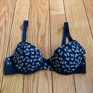Stella McCartney Navy Leopard Print Bra 32b